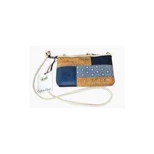 Calvin Klein Blue Cork Patchwork Crossbody Bag Mixed Media Boho NWT